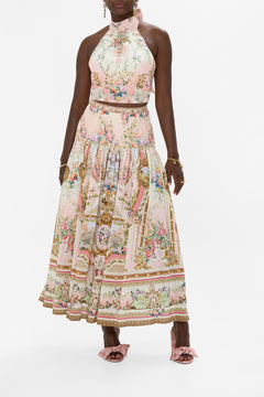 CAMILLA Fitted Waist Gathered Skirt in Lisbon Lullaby print