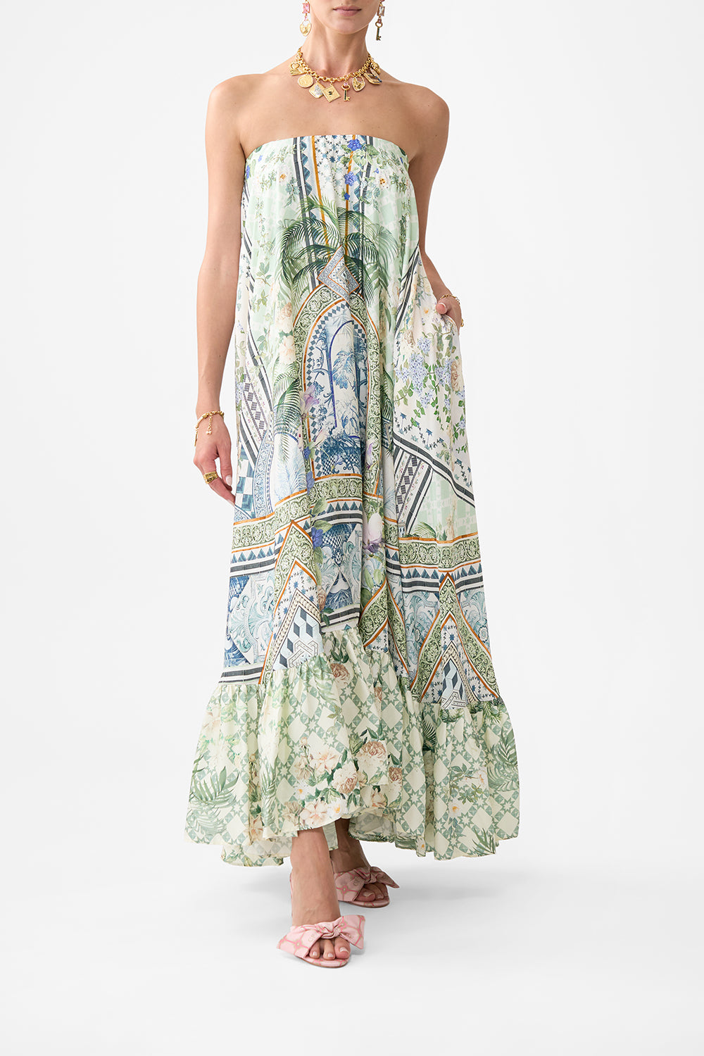 STRAPLESS MAXI WITH RUFFLE HEM JARDIM PARTY