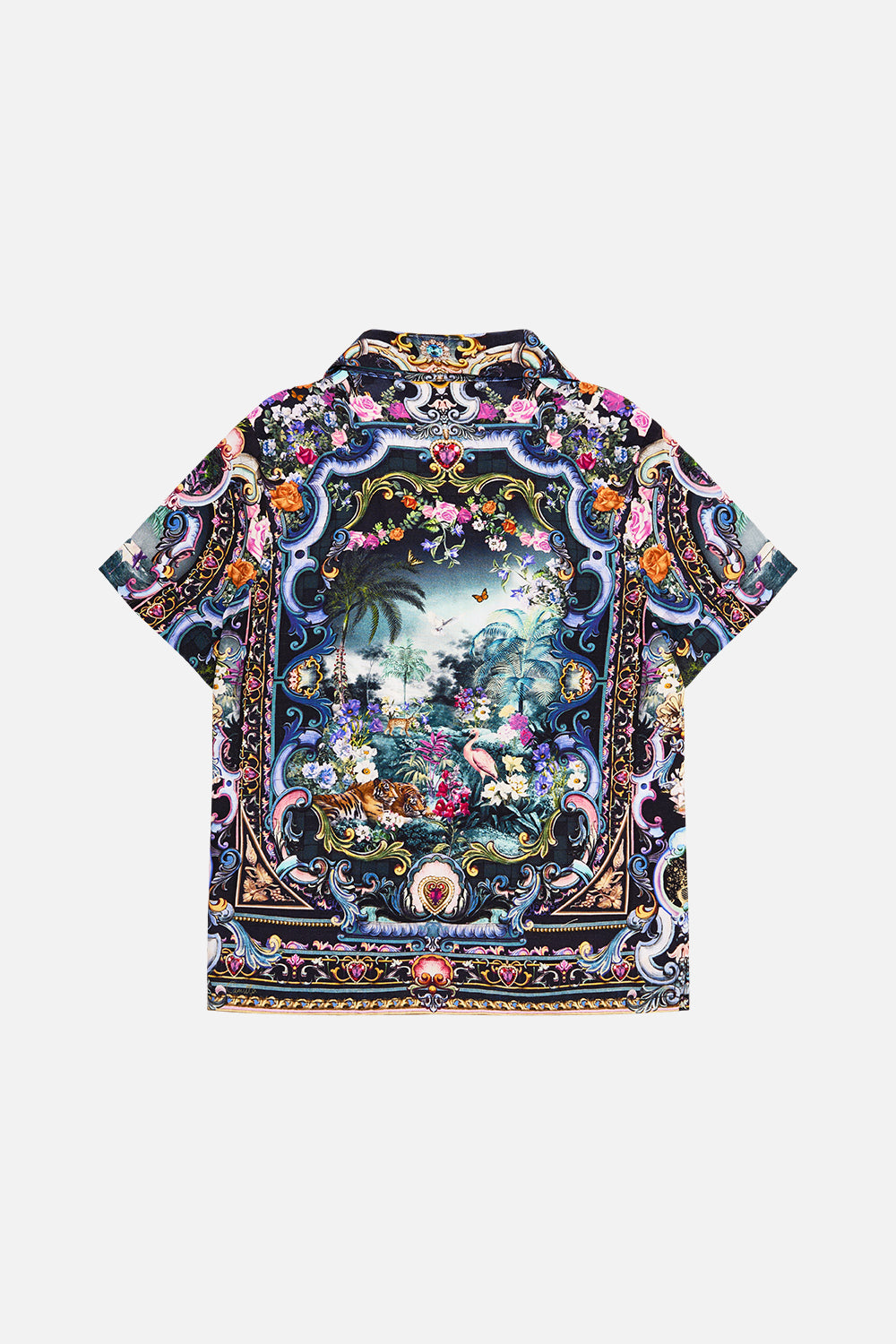 The CAMILLA Boys Short Sleeve Camp Collared Shirt 4-10 in our Basked In Baroque print.