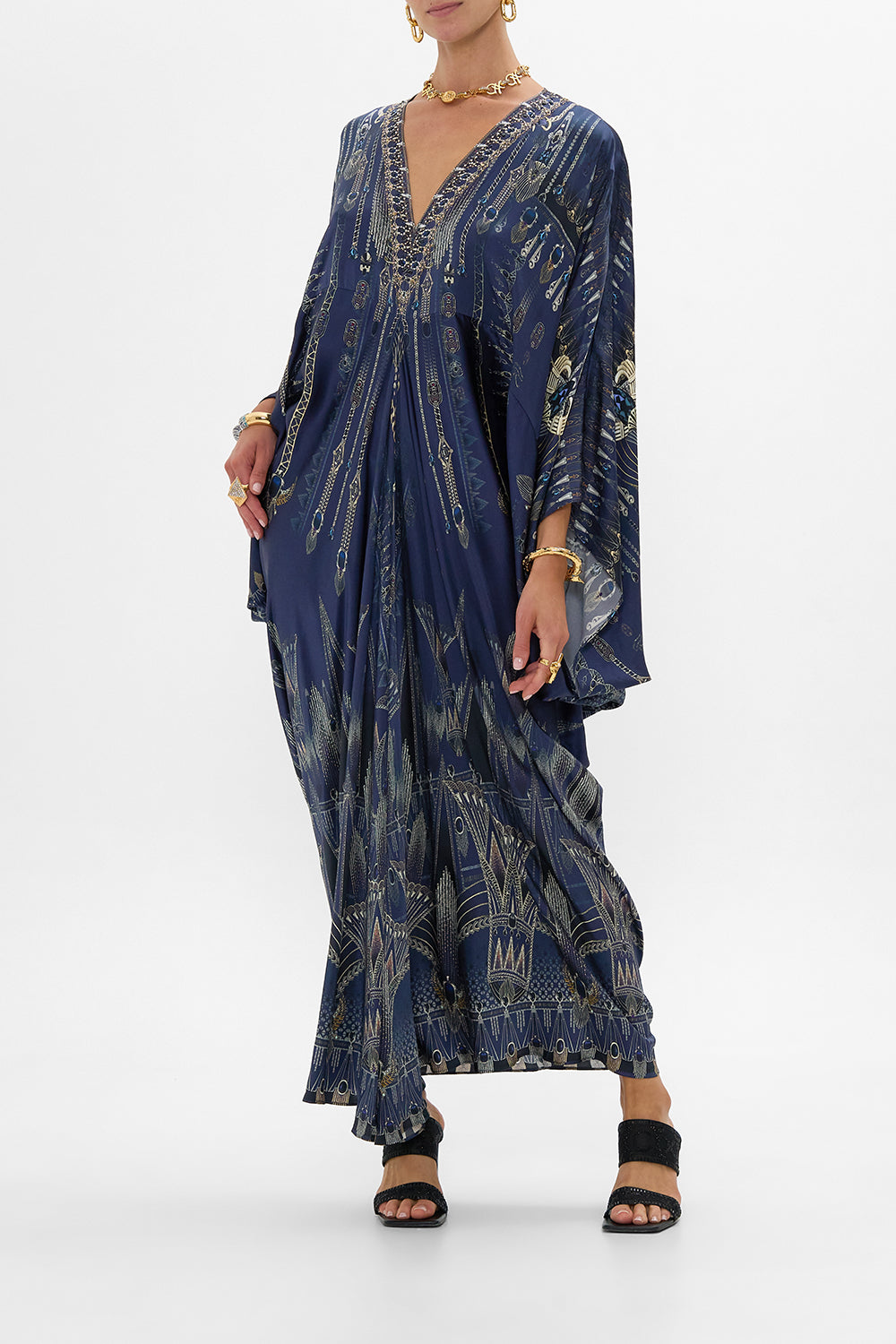 CAMILLA T Shape Long Kaftan in The Egypt Effect print