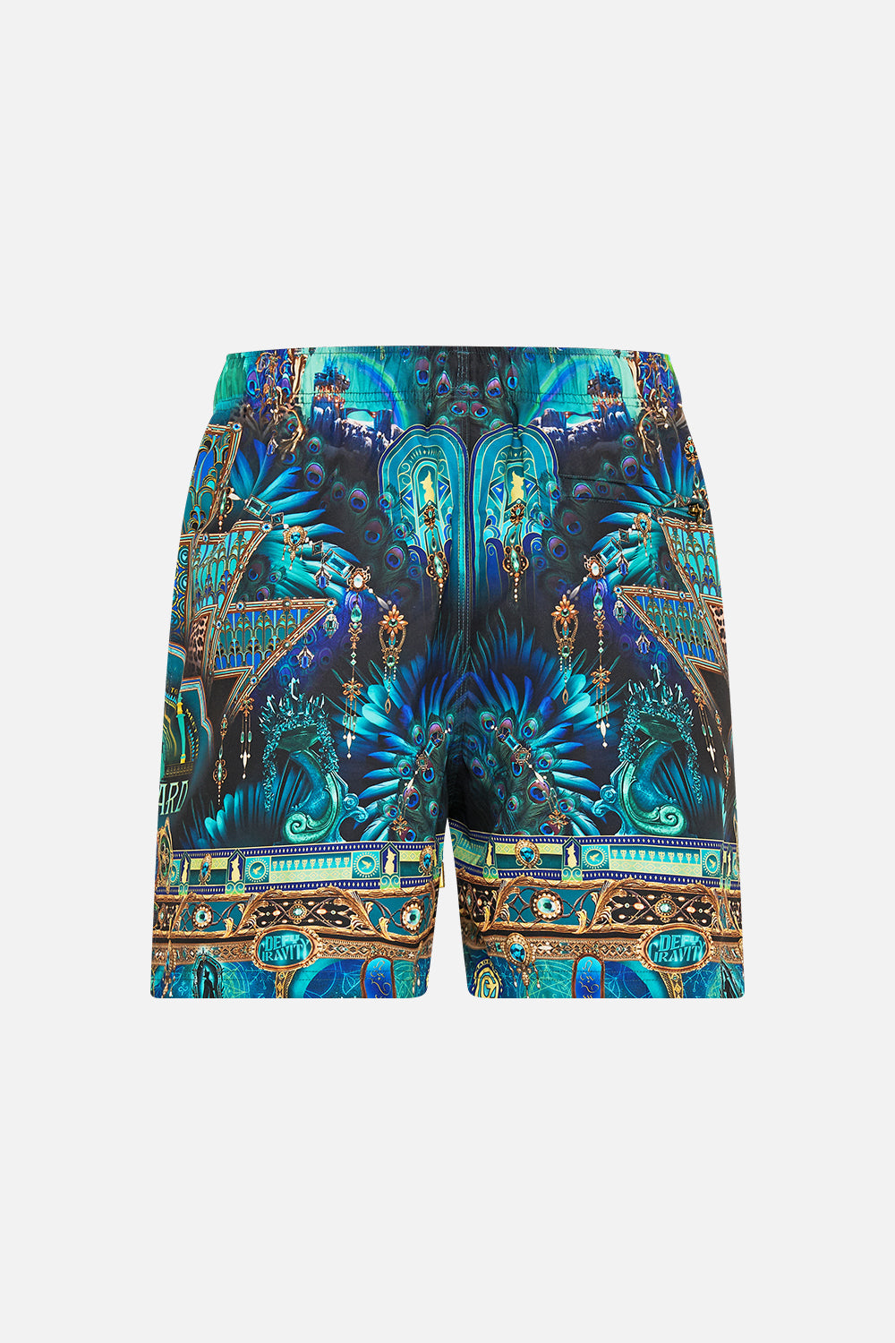 Hotell Franks By CAMILLA Green/Black Mid Length Boardshort in Defy Gravity Print.