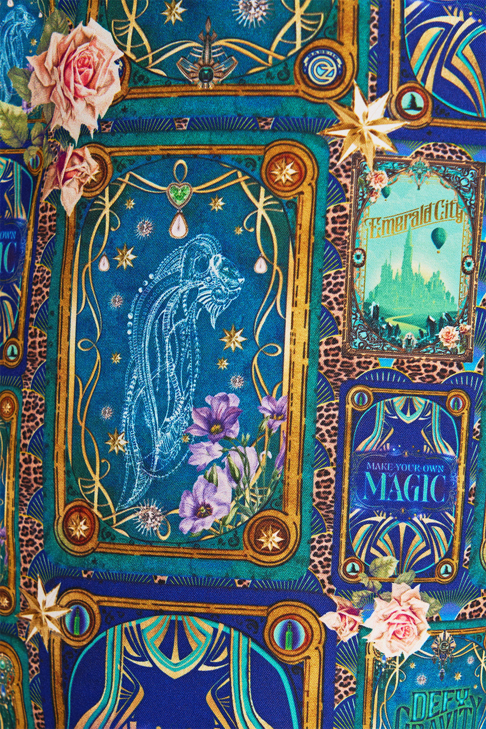 CAMILLA Green/Black Mid Length Swim Short in Defy Gravity Print.