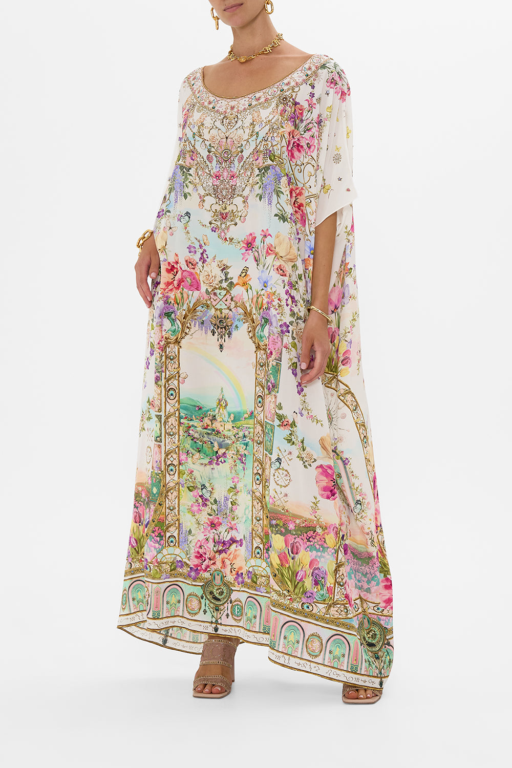 CAMILLA Round Neck Kaftan in Munchkinland print