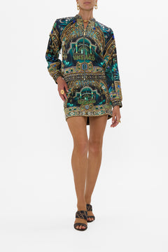 CAMILLA Green/Black Bomber Jacket in Defy Gravity Print
