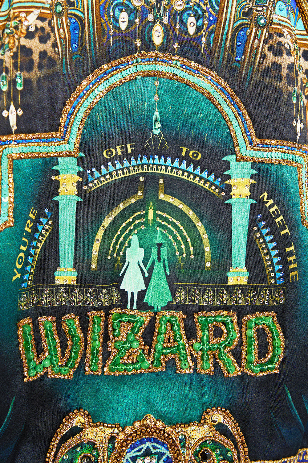 CAMILLA Green/Black Bomber Jacket in Defy Gravity Print