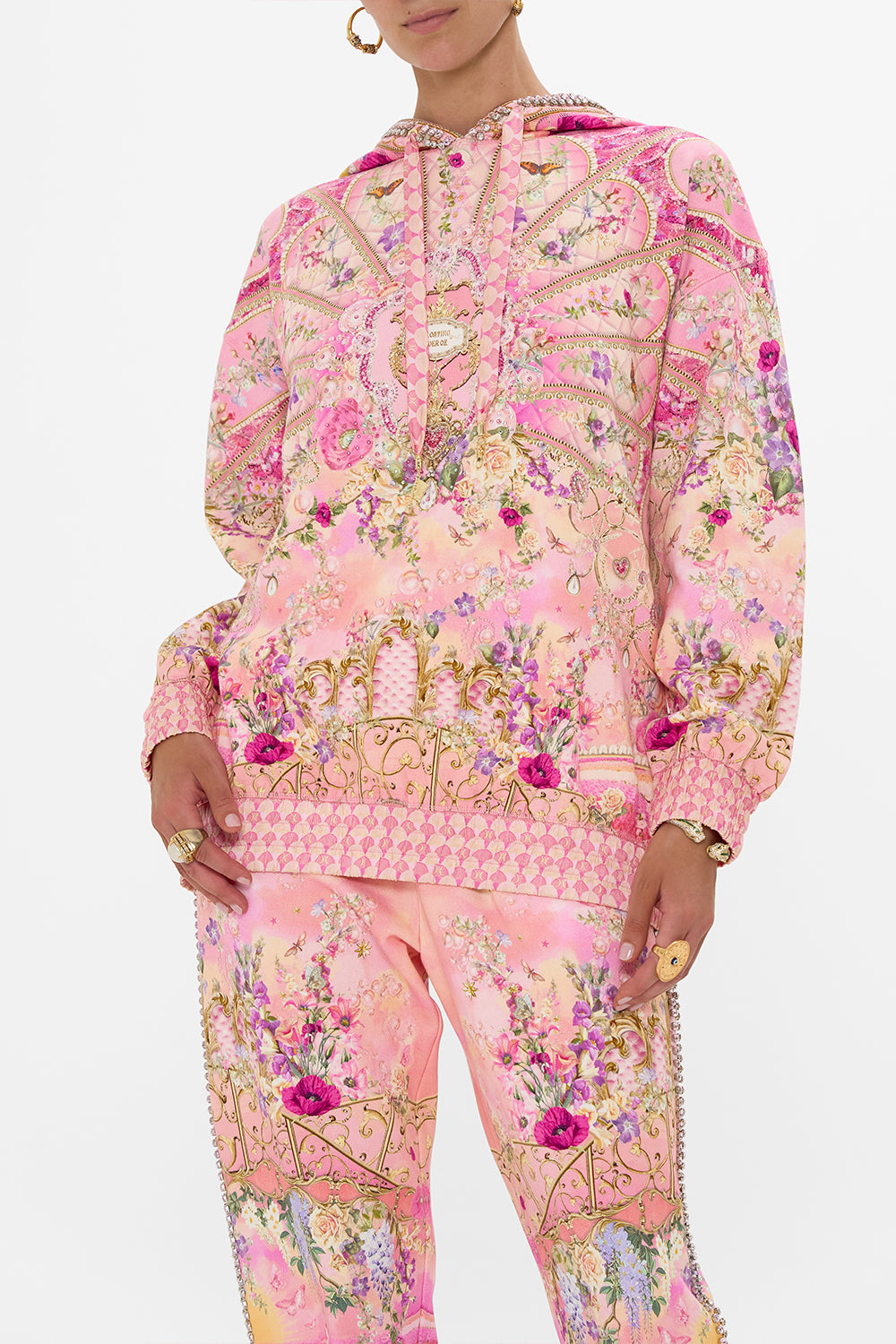 CAMILLA Silk Band Oversized Hoodie With Butterflies in Totally Ozmopolitan Print