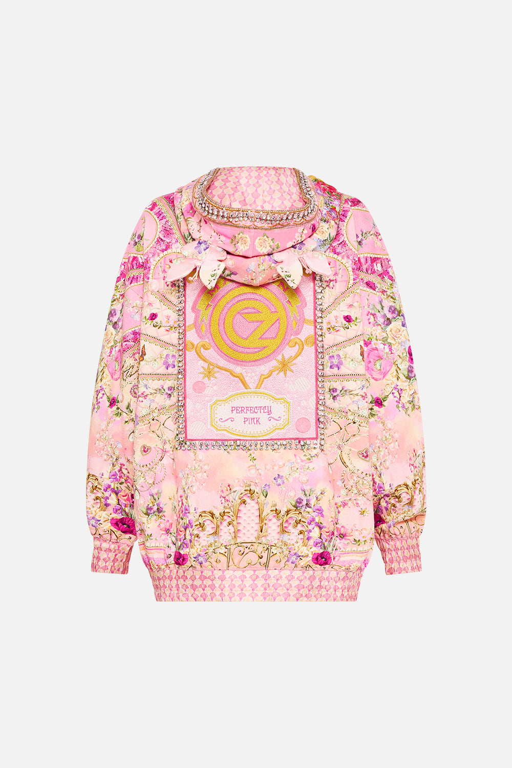 CAMILLA Silk Band Oversized Hoodie With Butterflies in Totally Ozmopolitan Print