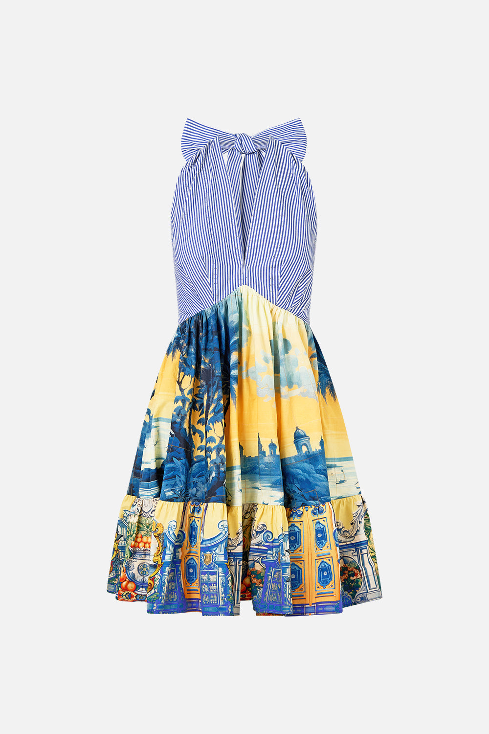 The CAMILLA RUFFLE HEM HALTER SHORT DRESS SONG OF SAINT ANTHONY