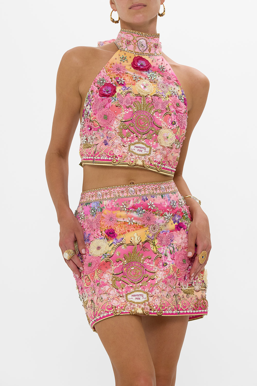 CAMILLA Halter Tie Back Top in Totally Ozmopolitan Print