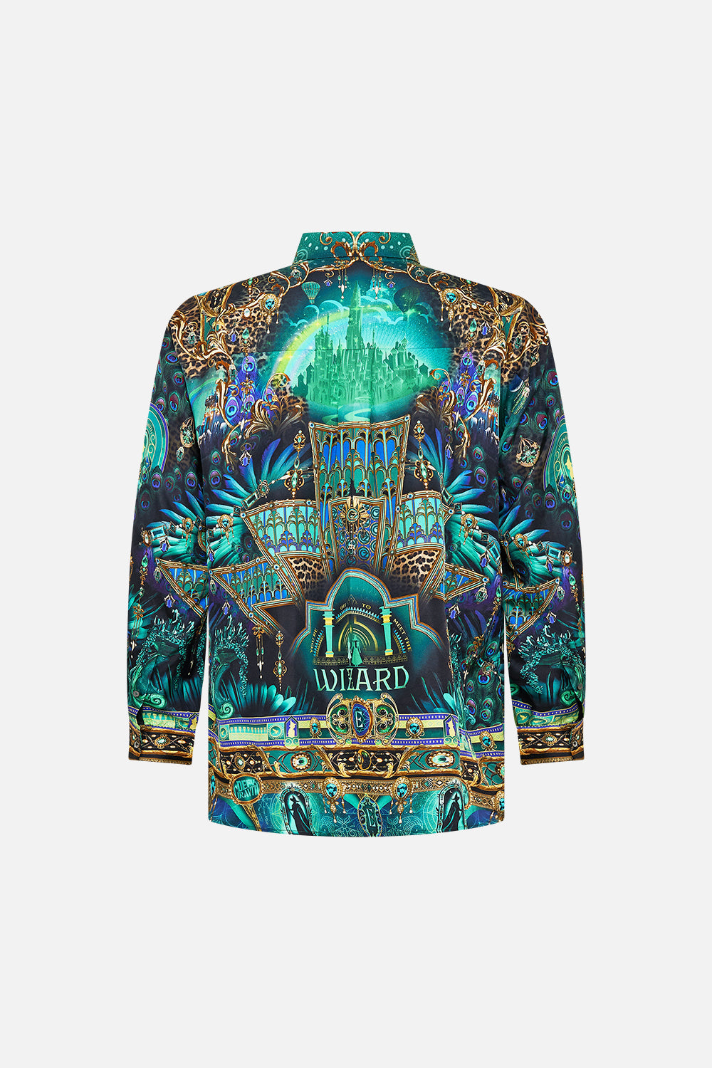 CAMILLA Green/Black Green/Black Oversized Shirt in Defy Gravity print. 