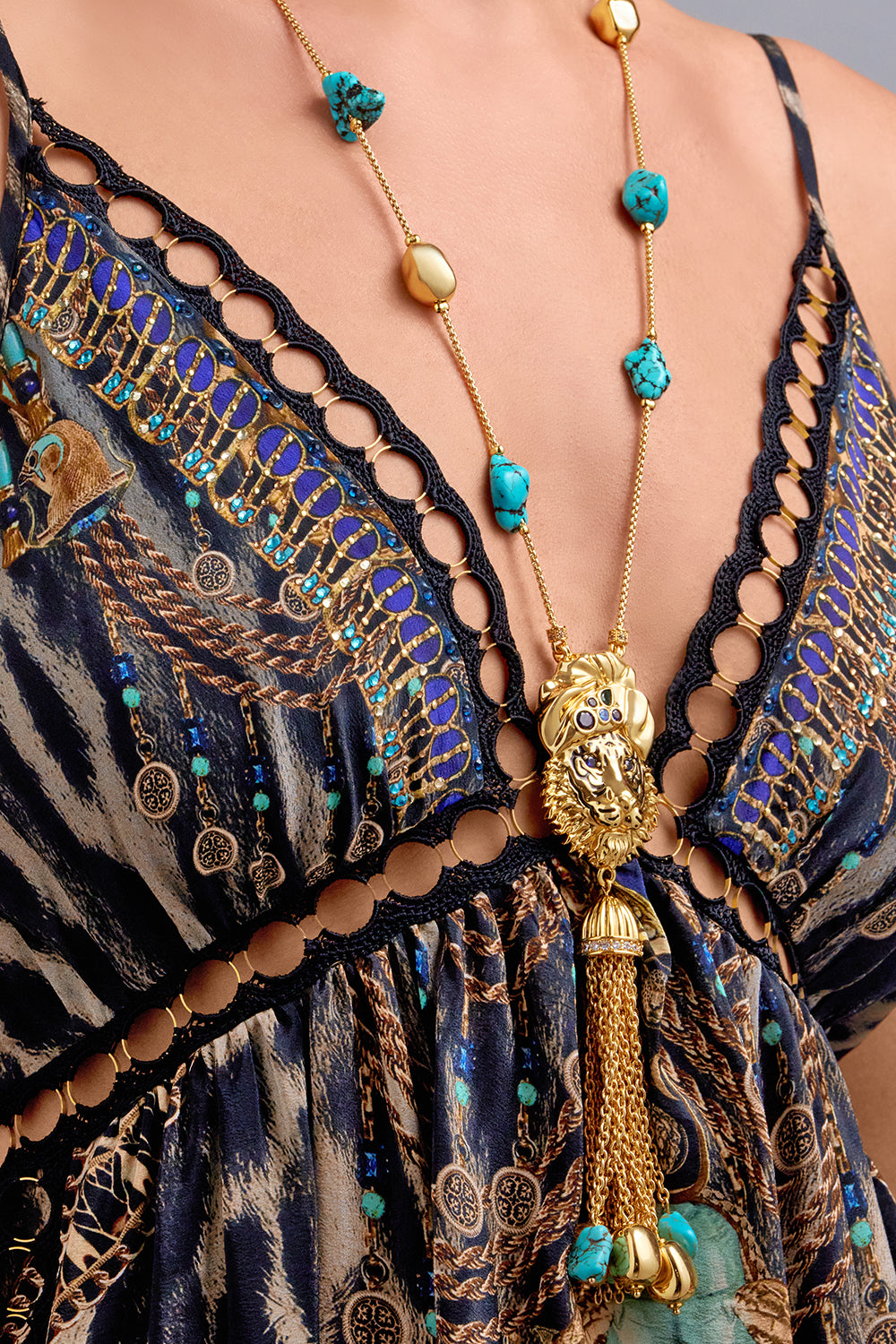 The CAMILLA SACRED SYMBOLS LONG JAGGI NECKLACE GOLDGOLD