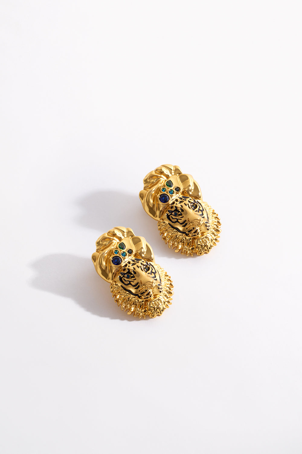 CAMILLA Gold Jaggi Earrings in Sacred Symbols print. 