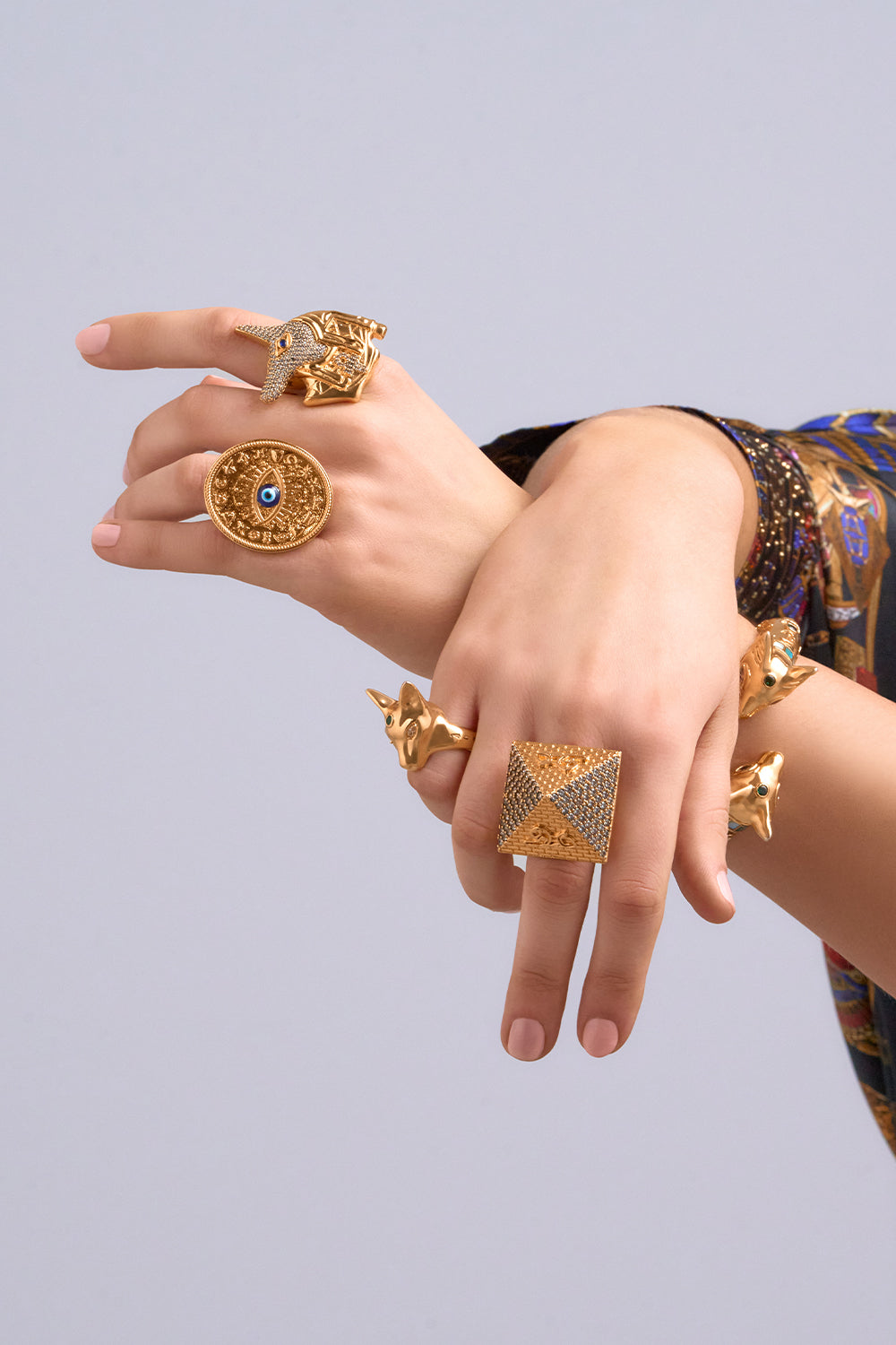 CAMILLA GOLD Statement Ring in Global Nomad Print 