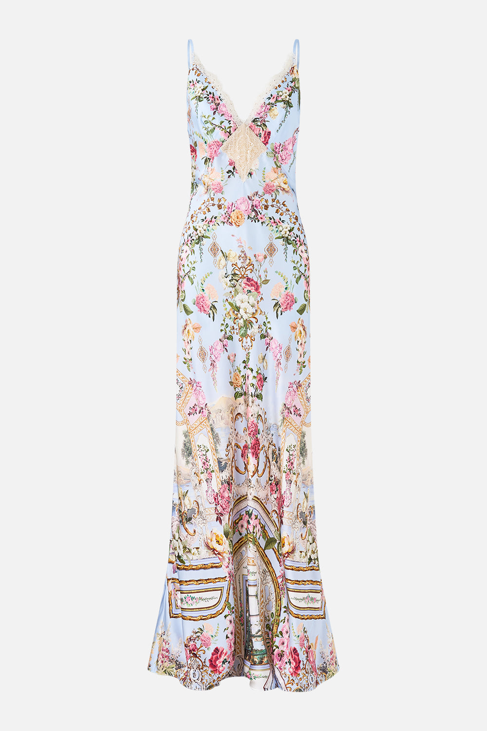 The CAMILLA V SPLICED LACE SLIP DRESS TILED IN TIME