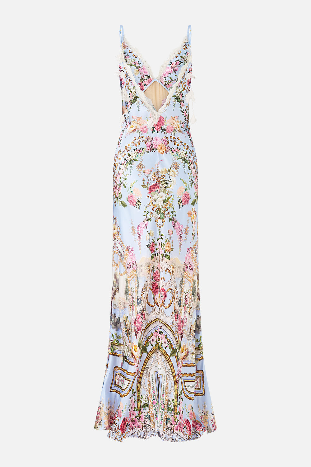 The CAMILLA V SPLICED LACE SLIP DRESS TILED IN TIME