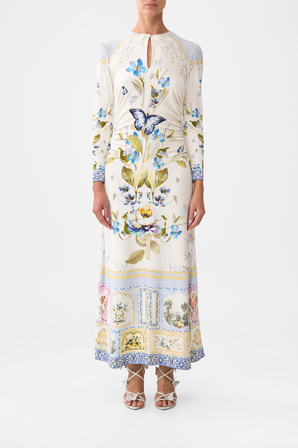 GATHERED JERSEY LONG DRESS BOTANICAL BALLADS