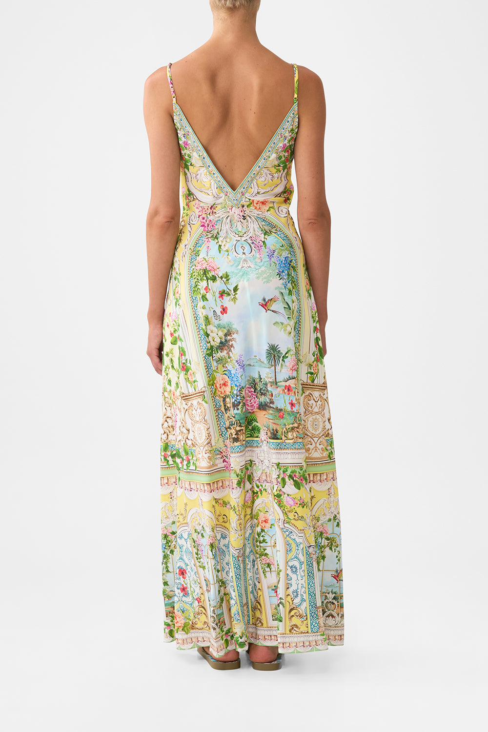 The CAMILLA V NECK FULL LENGTH BIAS SLIP DRESS TALES OF TOPKAPI PALACE