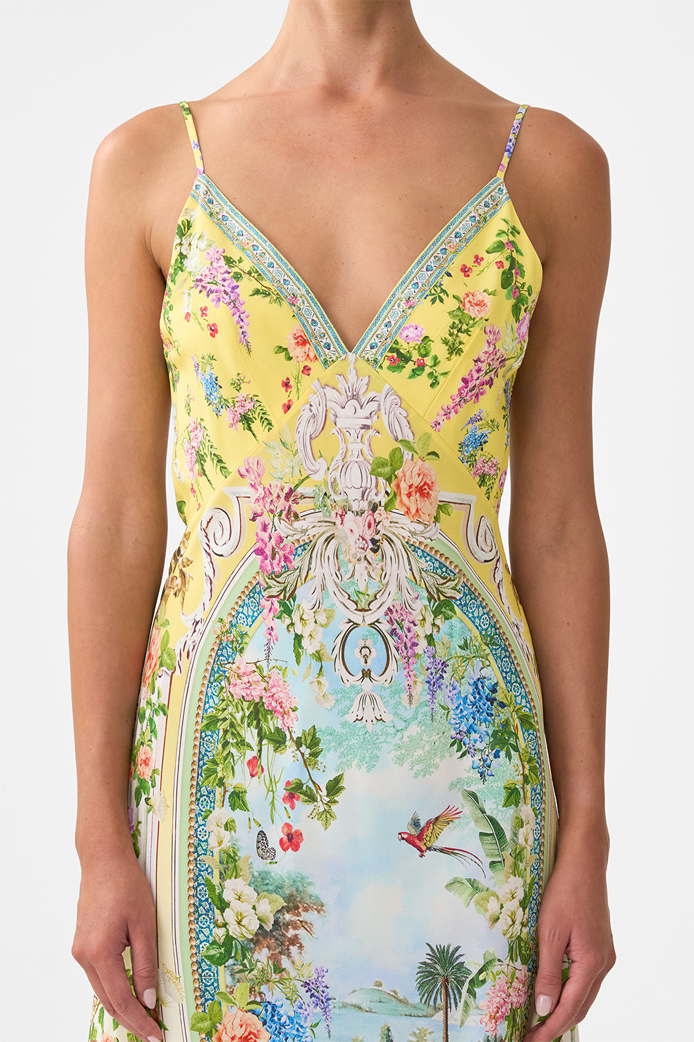The CAMILLA V NECK FULL LENGTH BIAS SLIP DRESS TALES OF TOPKAPI PALACE