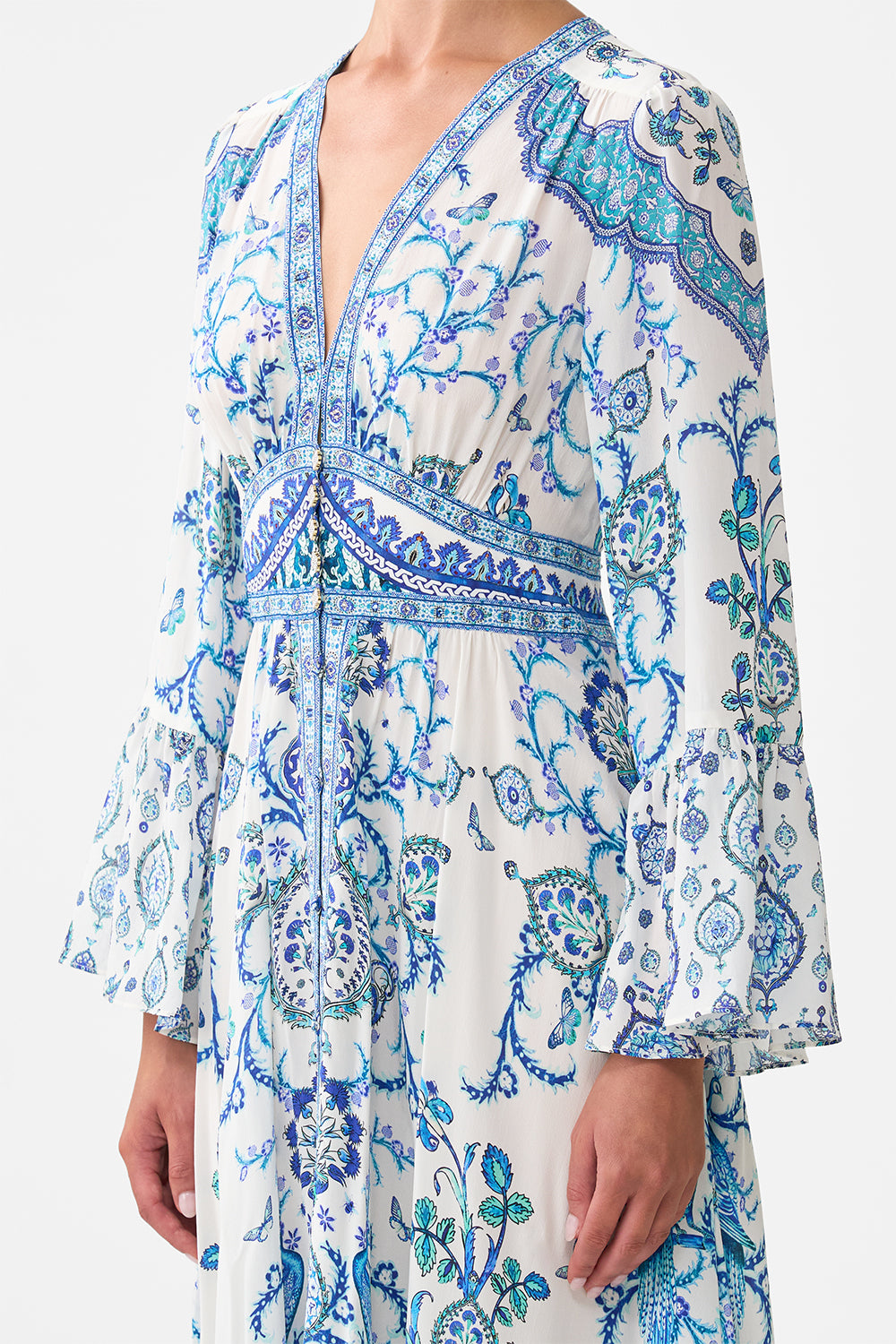 SHAPED WAISTBAND DRESS WITH RUFFLE SLEEVE ISNIK LULLABY