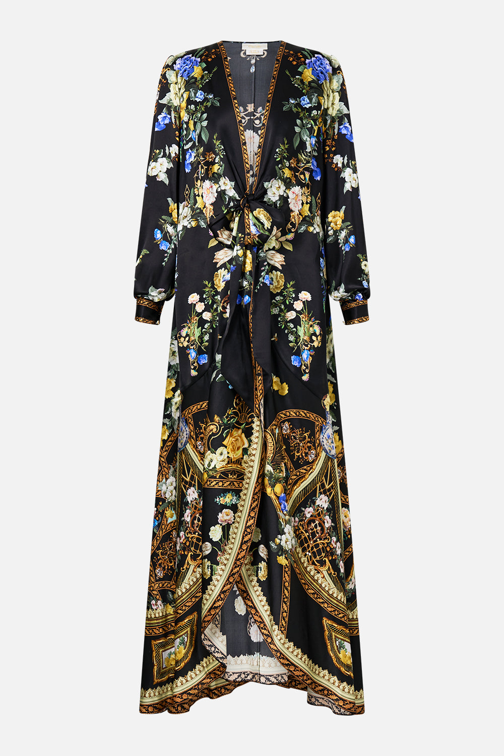 TIE WAIST LONG SLEEVE DRESS OTTOMAN ELEGANCE