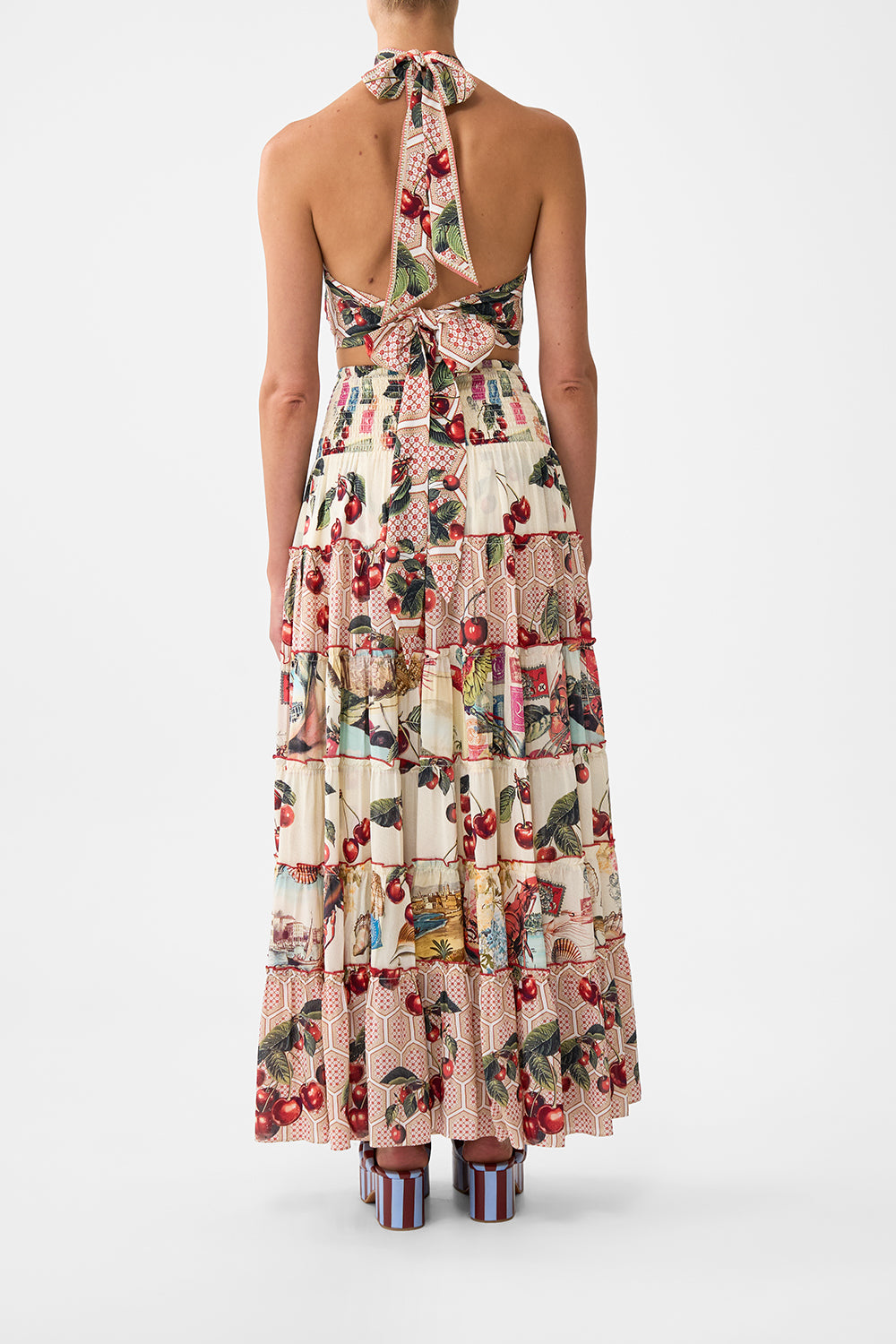 SHIRRED WAIST TIERED CIRCLE SKIRT NOTES FROM THE ROAD