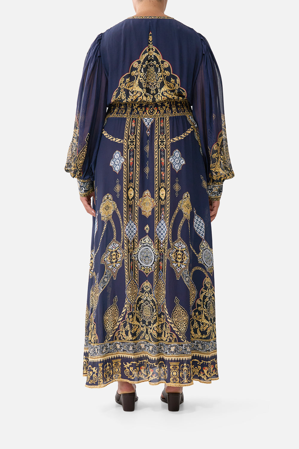 SHAPED WAISTBAND DRESS WITH GATHERED SLEEVES THE IMPERIAL GATE