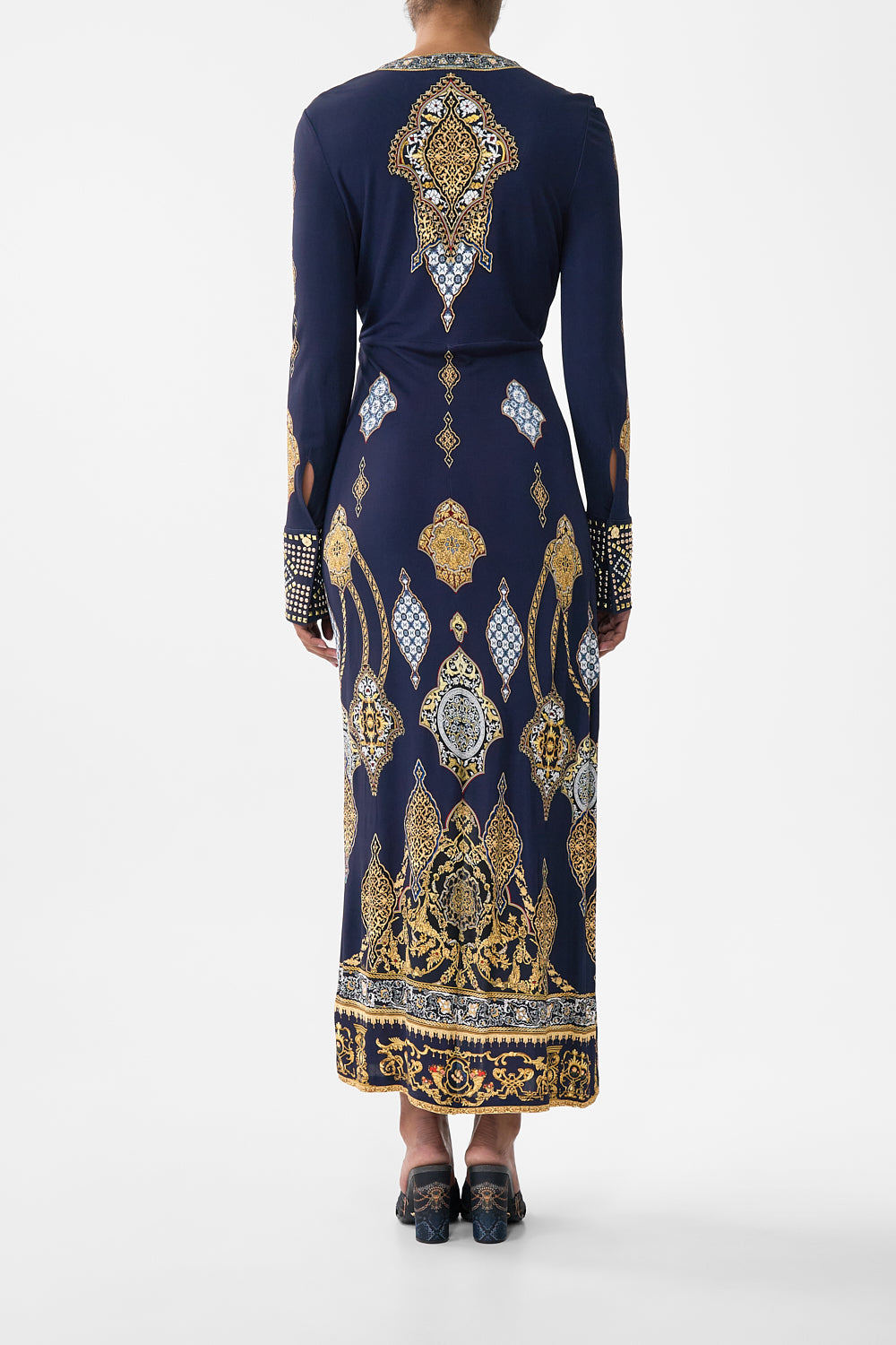 LONG V NECK TWIST FRONT JERSEY DRESS THE IMPERIAL GATE