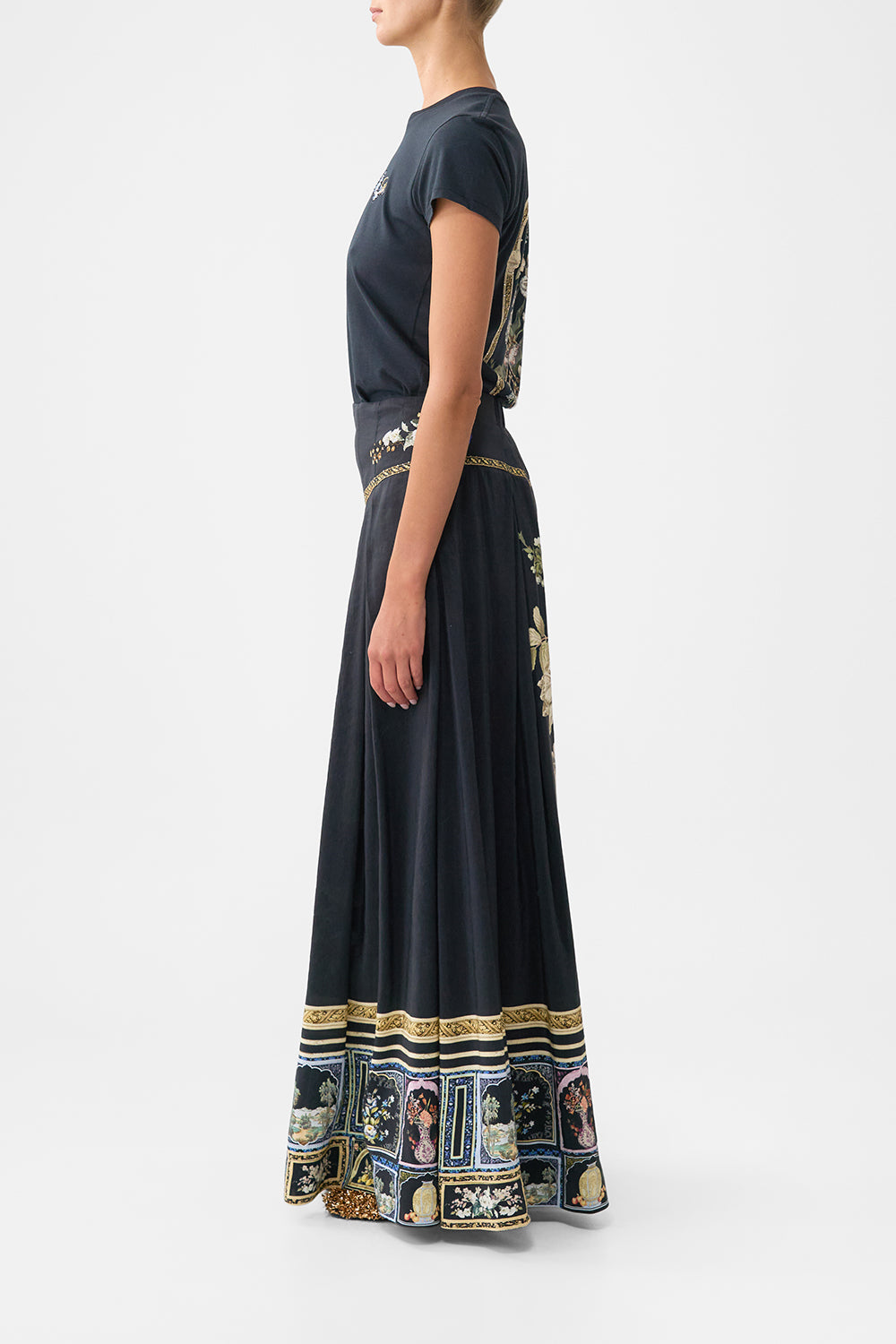 The CAMILLA CORSET WAIST MAXI SKIRT OTTOMAN ELEGANCE