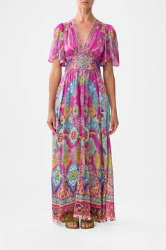 SHAPED WAISTBAND DRESS WITH FLUTTER SLEEVES CONCUBINES, SULTANS & COURTIERS