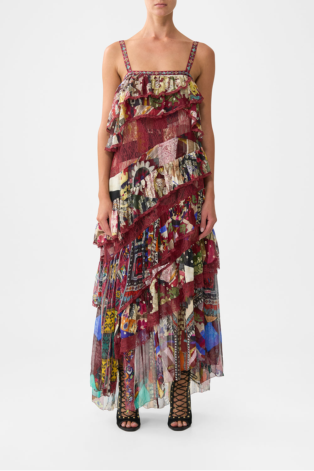 ASYMMETRIC SPLICED LACE DRESS PATCHWORK ALCHEMY