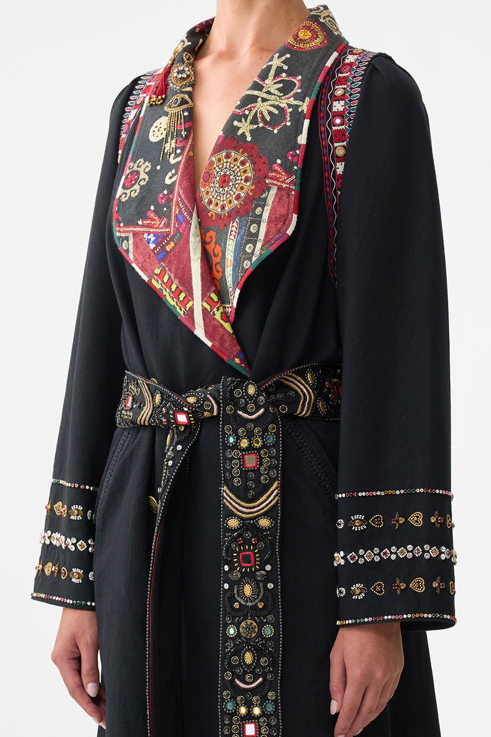 The CAMILLA COAT WITH VEST DETAIL PATCHWORK ALCHEMY