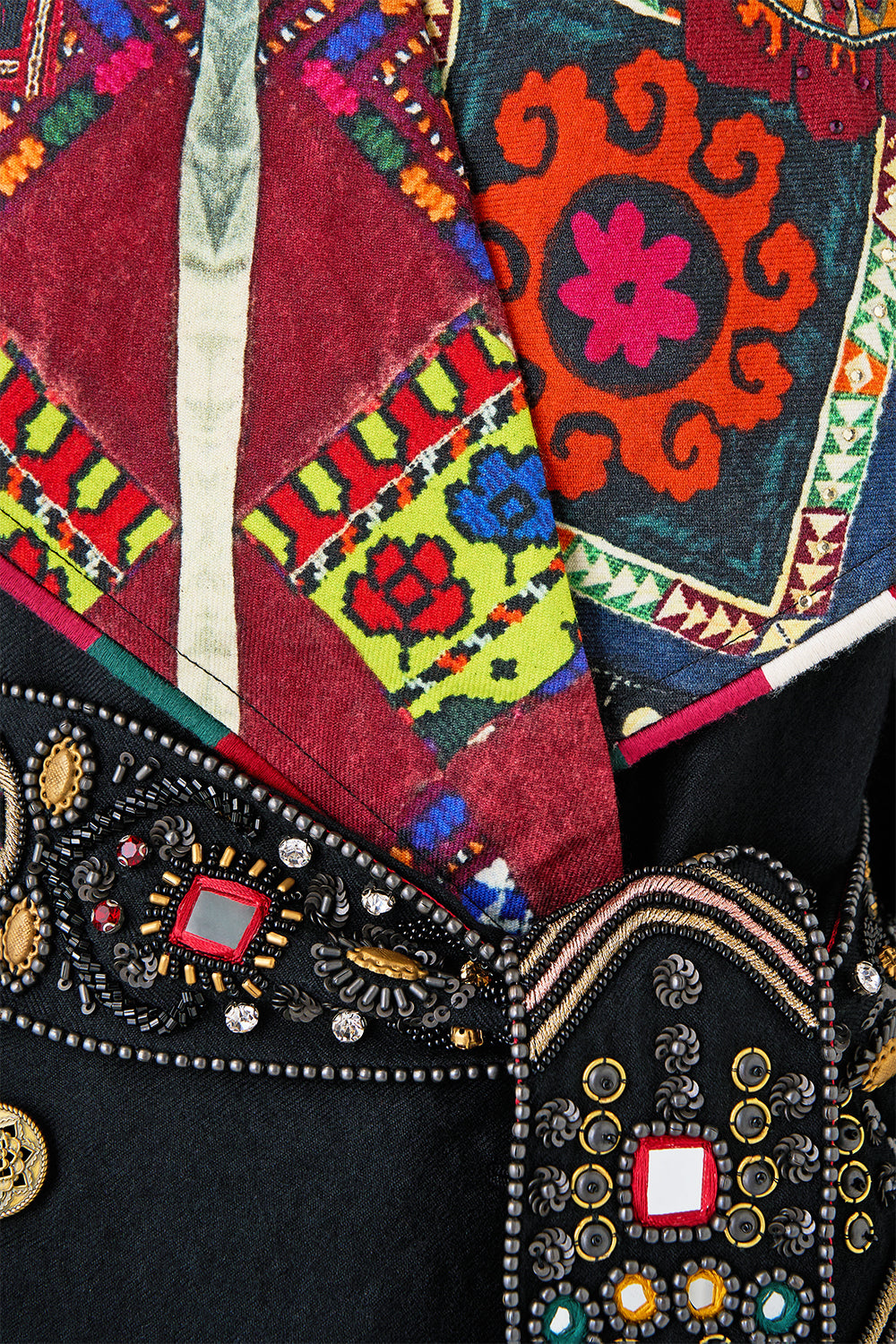 The CAMILLA COAT WITH VEST DETAIL PATCHWORK ALCHEMY