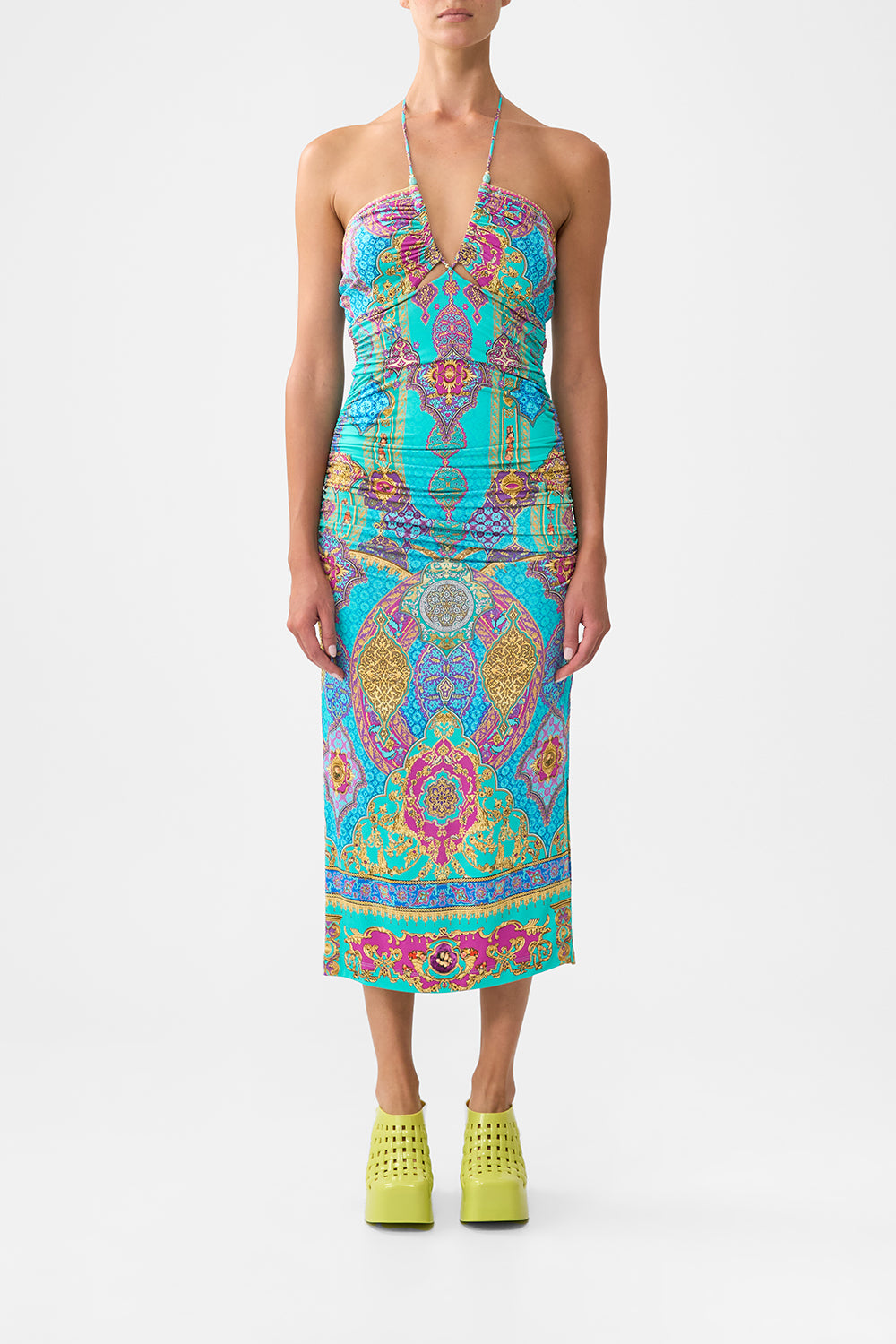 CUT OUT SLEEVELESS JERSEY HALTER NECK DRESS THE CONCUBINES CORRIDOR