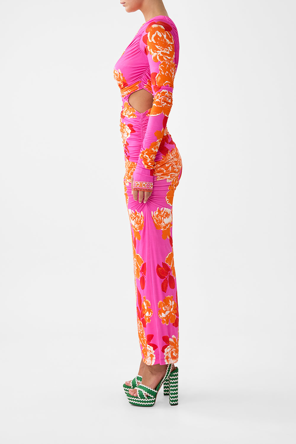The CAMILLA ONE SHOULDER JERSEY CUT OUT DRESS TILES OF TÜRKIYE