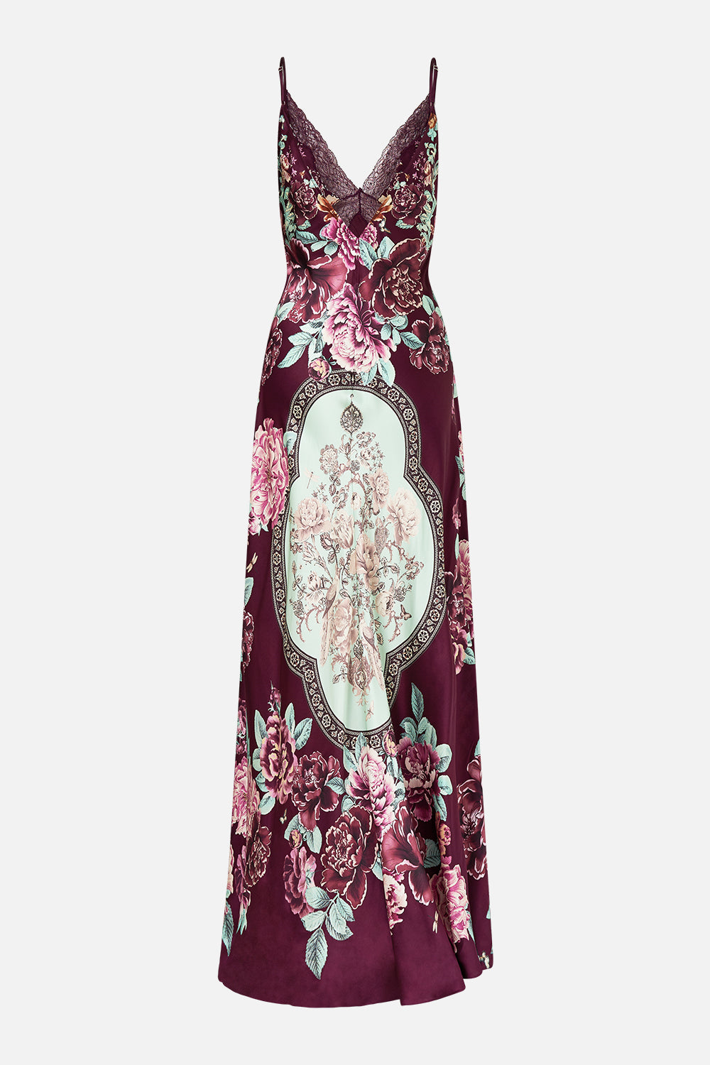 V-NECK LONG BIAS SLIP DRESS WITH TRAIN IF THESE TILES COULD TALK