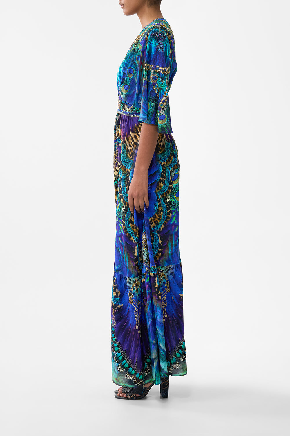 WAISTED DRESS WITH HEM RUFFLE COSMIC ZOOLOGY