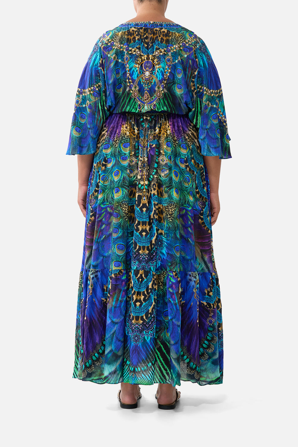 WAISTED DRESS WITH HEM RUFFLE COSMIC ZOOLOGY
