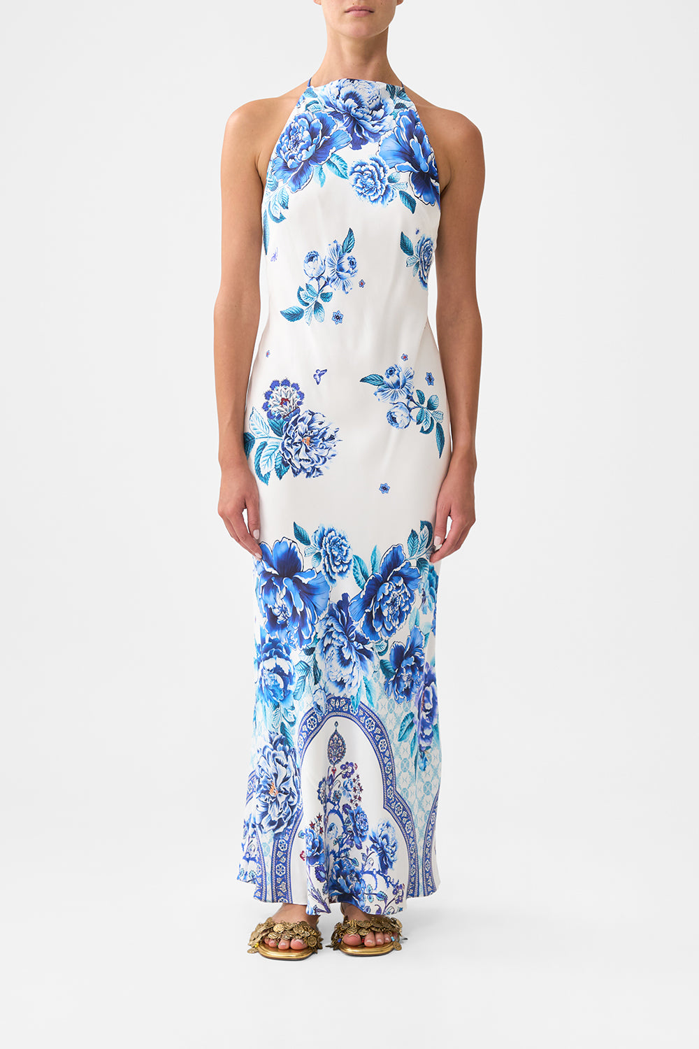 The CAMILLA HALTER SLIP DRESS WITH LACE STRAP A CERAMIC GARDENA CERAMIC GARDEN
