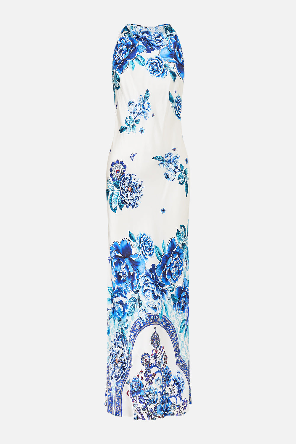 The CAMILLA HALTER SLIP DRESS WITH LACE STRAP A CERAMIC GARDEN