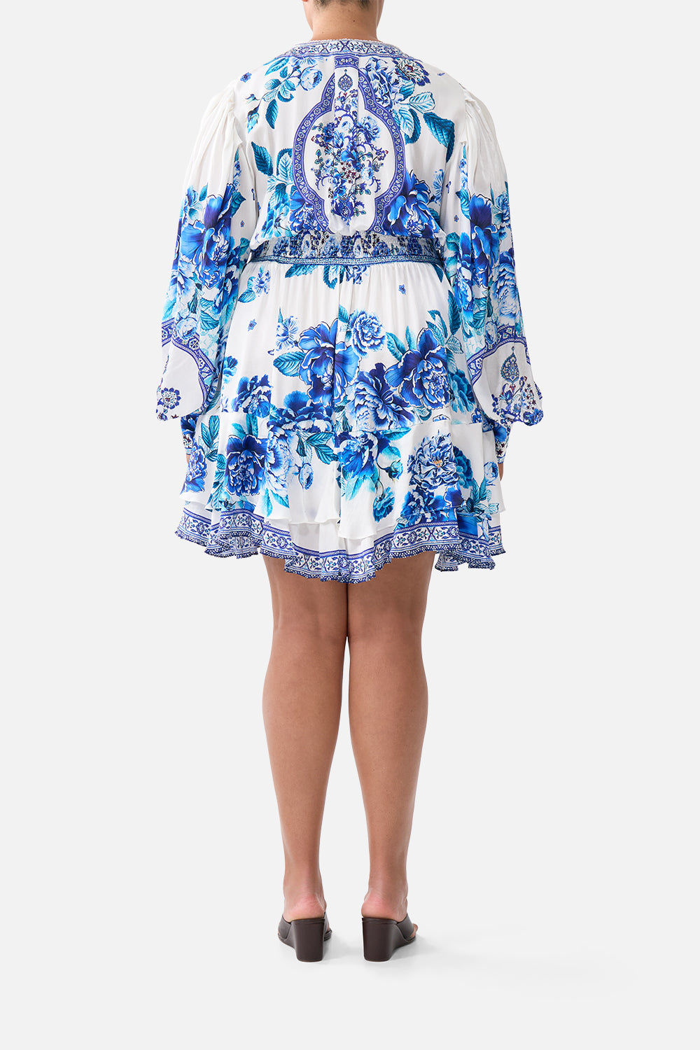 The CAMILLA BUTTON FRONT FRILL DRESS A CERAMIC GARDEN