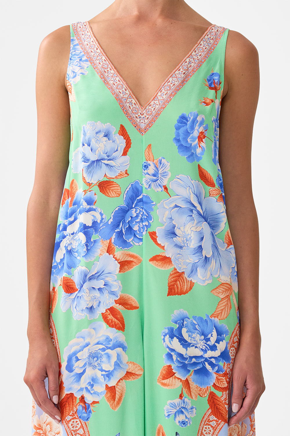 The CAMILLA V NECK FLARED JUMPSUIT TOPKAPI POP