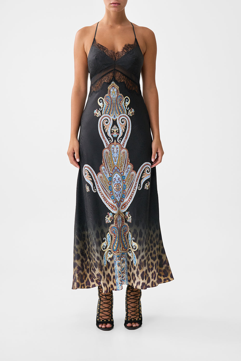 LACE SPLICE BIAS LONG DRESS ISTANBUL ANIMALIA