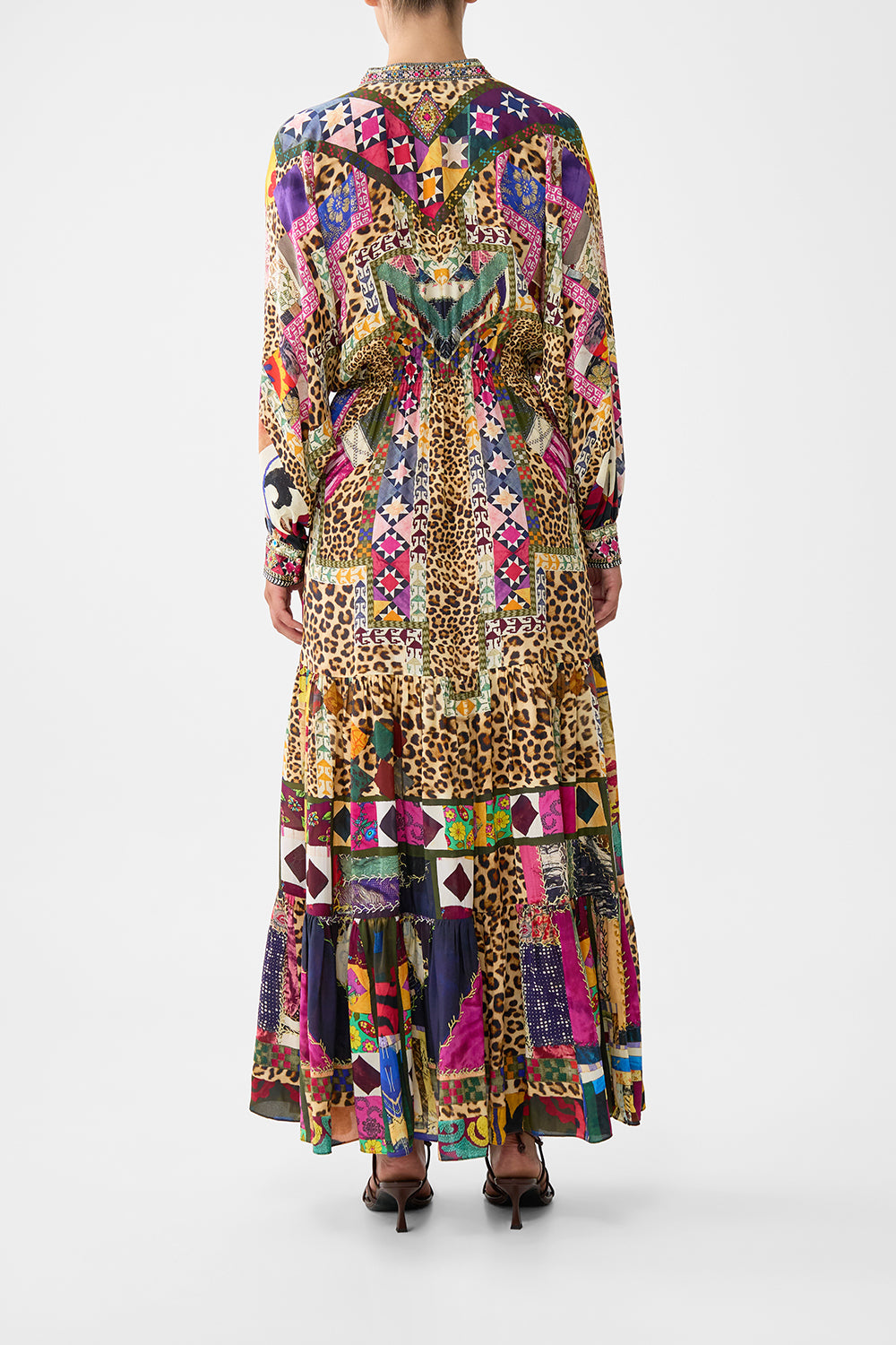 The CAMILLA TIERED SHIRTDRESS WITH WIDE WAIST TIE EMBROIDERED EVER AFTER
