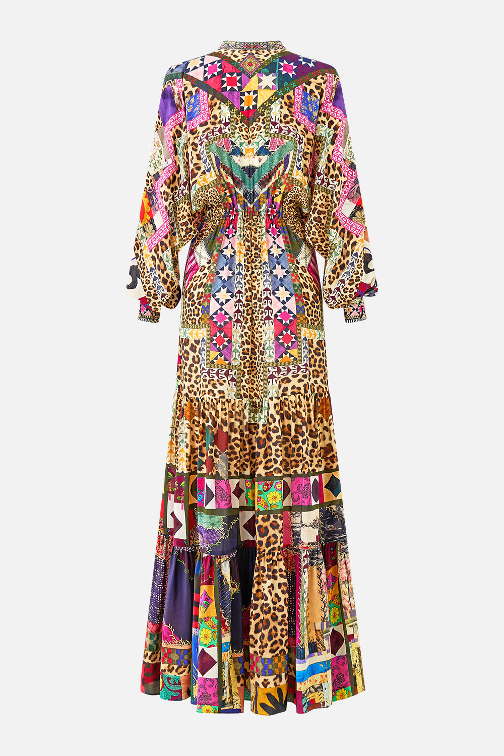 TIERED SHIRTDRESS WITH WIDE WAIST TIE EMBROIDERED EVER AFTER