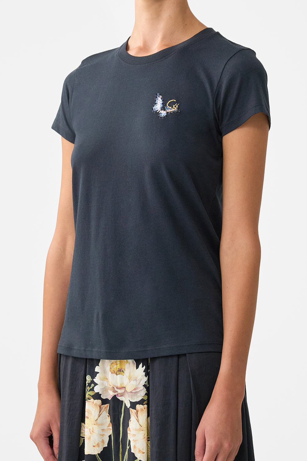 The CAMILLA SLIM FIT ROUND NECK T-SHIRT OTTOMAN ELEGANCE