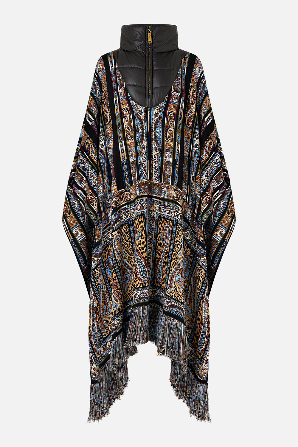 QUILTED COLLAR KNIT PONCHO ISTANBUL ANIMALIA