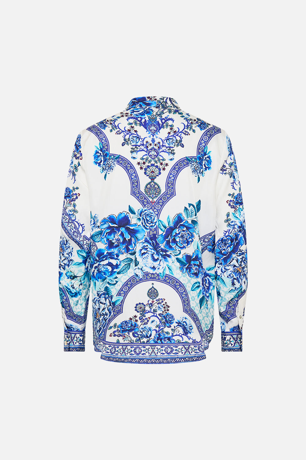 LONG SLEEVE HIDDEN PLACKET SHIRT A CERAMIC GARDEN