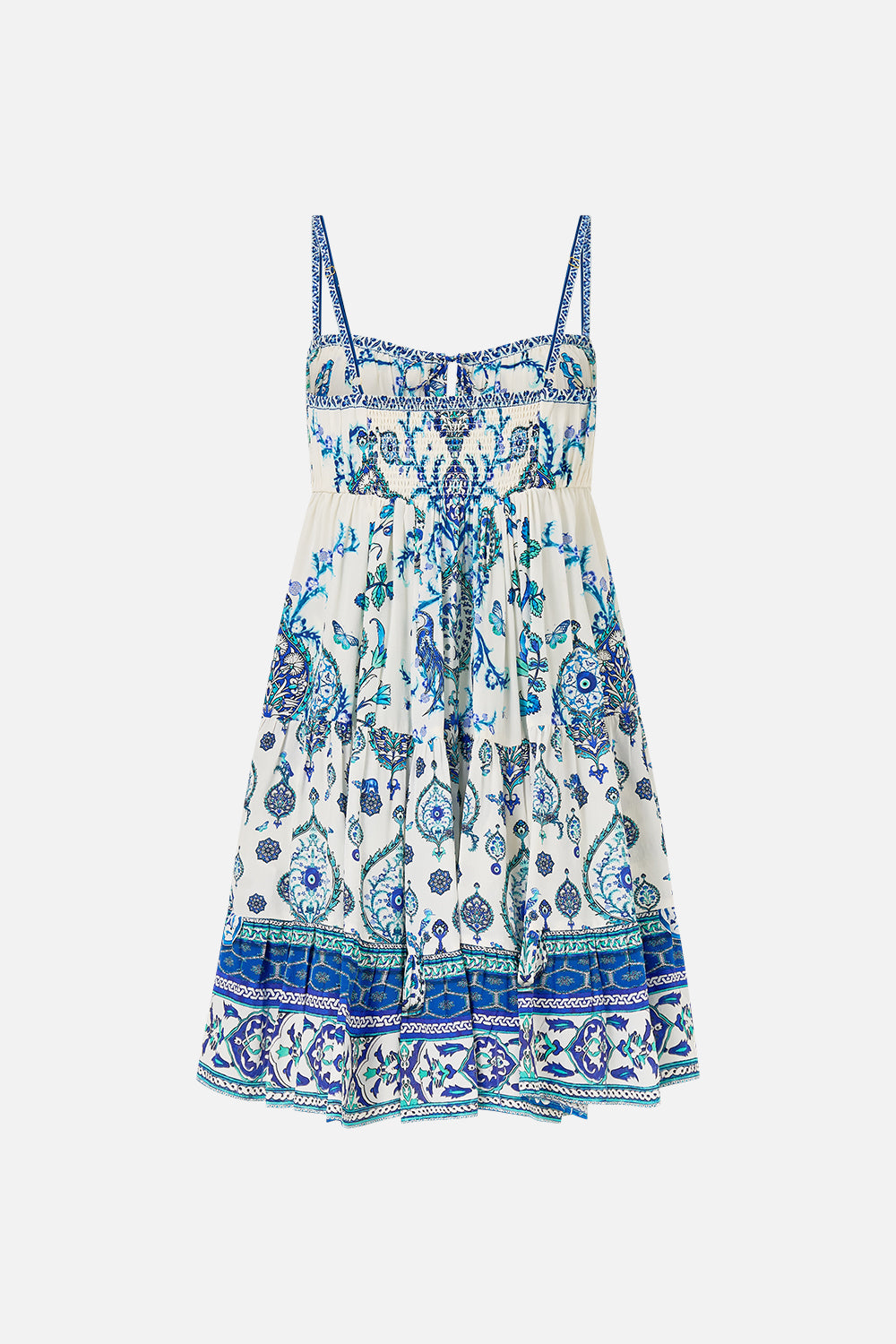 The CAMILLA GATHERED BUST TIERED MINI DRESS ISNIK LULLABY