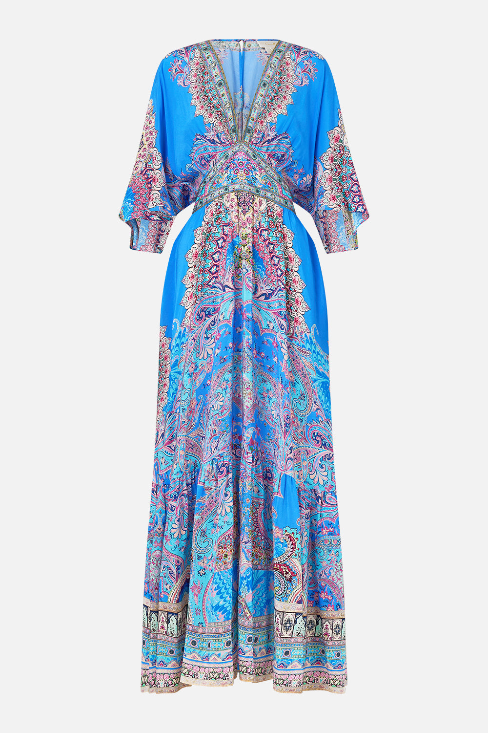 WAISTED DRESS WITH HEM RUFFLE FOOTSTEPS IN FOLKLORE