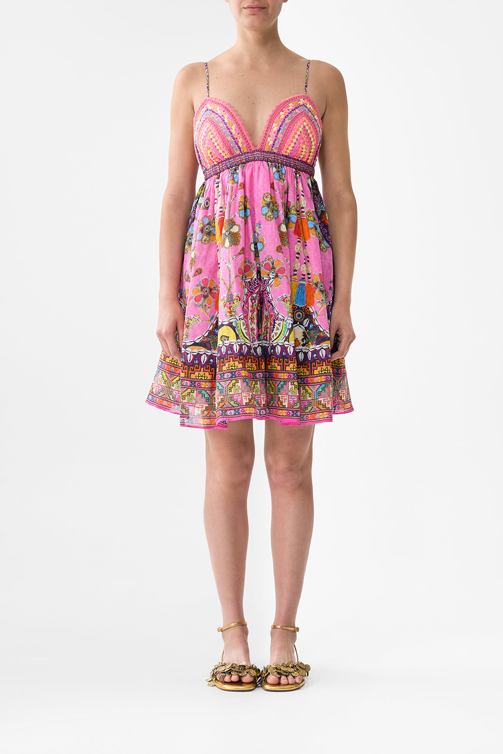 BRALETTE DETAIL SHORT DRESS PATCHWORK PANORAMA